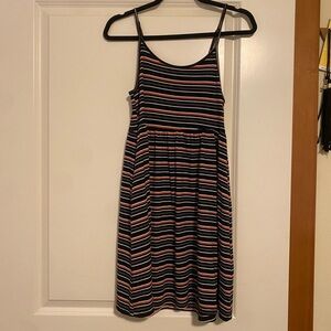 Spaghetti Strap Striped Orange and Black Jersey Dress